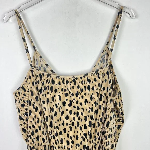 WAYF Surplice Ribbed Cheetah Print Bodysuit SleevelessSize XL EUC L2443 - Picture 9 of 10